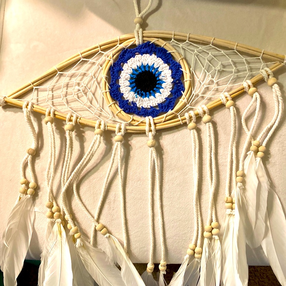 Blue and White Evil Eye Dreamcatcher